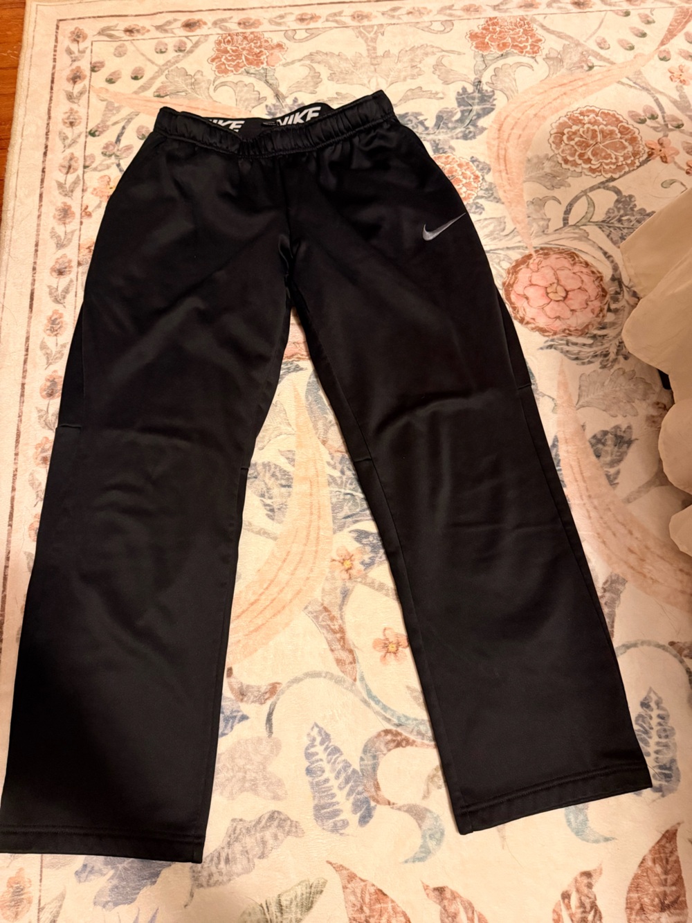 Nike Black Athletic Pants with Silver Swoosh